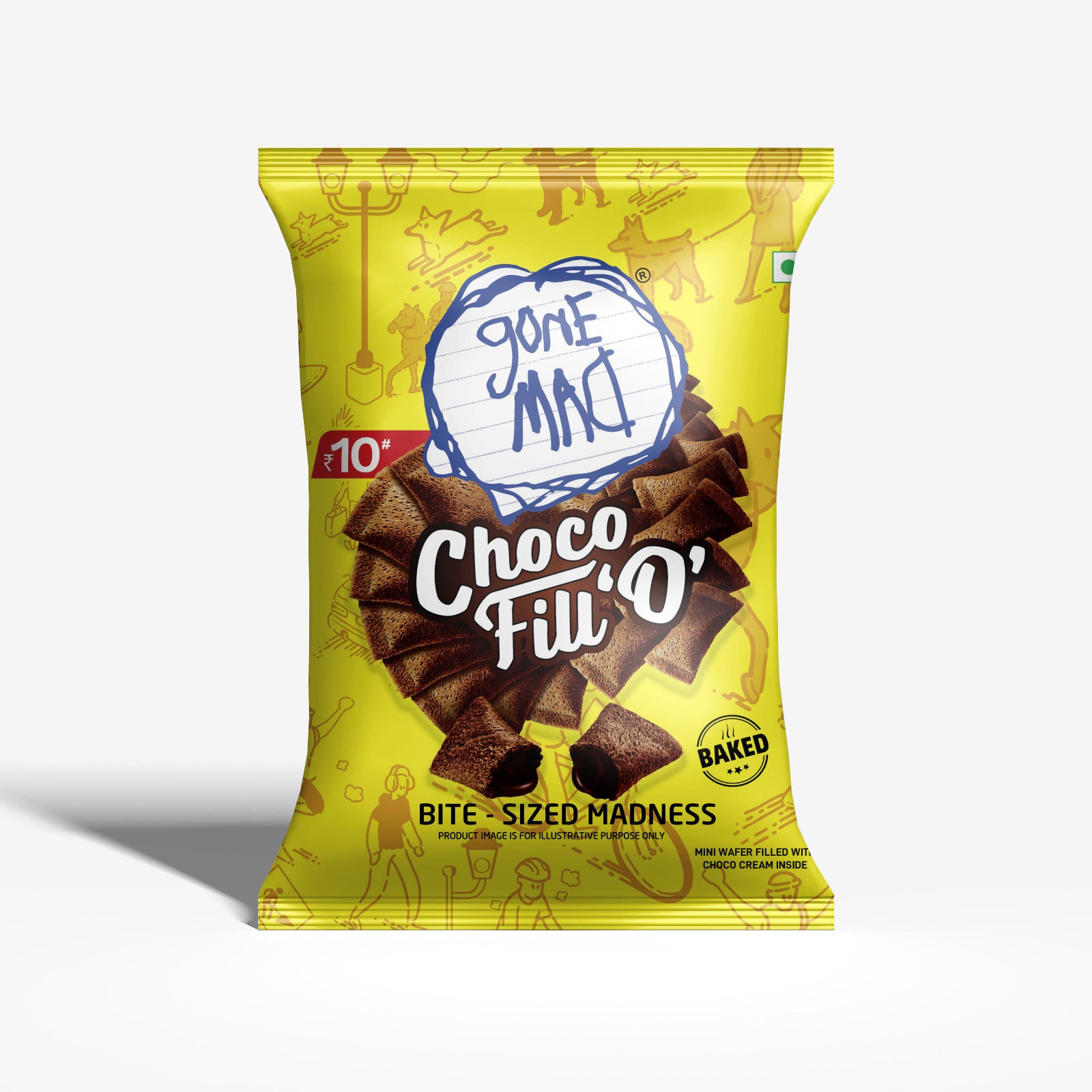 Gone Mad Choco Fillo, Pack of 12 (209g) – Crispy & Creamy Chocolate Filled Snack